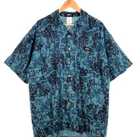 80-90's JIMMY'Z ジミーズ コットン リネン 総柄プリント ハワイアンシャツ アロハ ブルー USA製 Size M 福生店