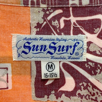 SUN SURF サンサーフ SS31195 干支総柄 ボタンダウン 半袖シャツ オレンジ sizeM※襟汚れあり 瑞穂店