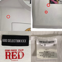 GOD SELECTION XXX ゴッドセレクショントリプルエックス ONE PIECE FILM RED ワンピースフィルムレッド ルフィ プリントTシャツ ホワイト Size S 福生店