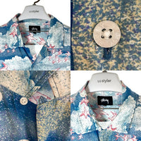 STUSSY ステューシー Cloud and Birds Aloha クラウド バード アロハシャツ ブルー sizeM 瑞穂店