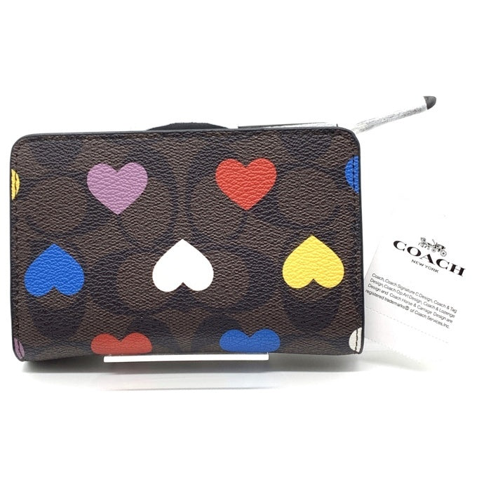 COACH コーチ CP418 シグネチャー 二つ折り財布 ブラウン ハート