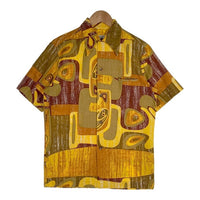 70's NAPILI ナピリ オープンカラーコットンシャツ イエロー 総柄 アロハ Size M 福生店