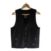 HARLEY-DAVIDSON ハーレーダビッドソン レザーベスト スナップボタン ブラック USA製 Size L 福生店