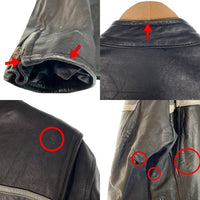 HOT LEATHERS ホットレザー スタンドカラー レザーシングルライダースジャケット ブラック グレー ライナー無 Size 44 福生店
