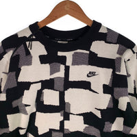 NIKE ナイキ 総柄 クルーネックニットセーター ブラック ホワイト ナイロン ポリエステル DD6628-010 Size M 福生店