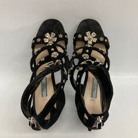 PRADA プラダ 花柄金具 グラディエーターサンダル ブラック size37・1/2 瑞穂店