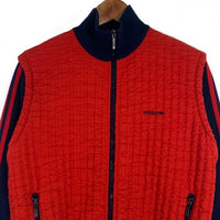 80-90's adidas アディダス トラックジャケット フリル切替 レッド ネイビー ririジップ レディース Size US L 福生店