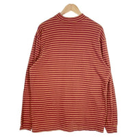 80's STUSSY ステューシー モックネック ボーダーポケットロングスリーブTシャツ レッド オレンジ USA製 黒タグ Size L 福生店