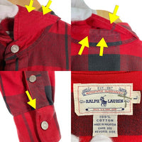 RALPH LAUREN ラルフローレン チェック フランネルシャツ レッド メタルボタン Size L 福生店