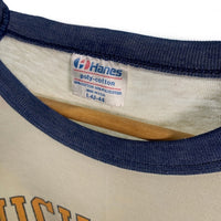 80's MICHIGAN ROSE BOWL 1983 ラグランスリーブカットソー 七分袖 ホワイト ネイビー Hanes USA製 Size L 福生店