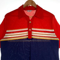 70's Levi's リーバイス ポロシャツ レッド ネイビー 薄手 Size L 福生店
