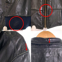 80`s Levi`s リーバイス Leather Jacket レザージャケット ジップアップリブブルゾン ブラック 135周年 Size M 福生店