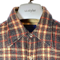 PENDLETON ペンドルトン 70's USA製 ウールシャツ 両ポケット ベージュxブルー sizeL 瑞穂店