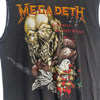 80's MEGADETH メガデス TOUR 87-88 プリント ノースリーブトップ ブラック 袖カットオフ Size M 相当 福生店