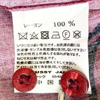 Stussy ステューシー レーヨン バタフライ柄 長袖オープンカラーシャツ レッド sizeM 瑞穂店