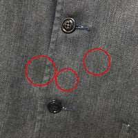 EVISU エヴィス Hidehiko Yamane デニム 3B テーラードジャケット インディゴ エルボーパッチ カモメピンズ 黒ペンキ Size 42 瑞穂店