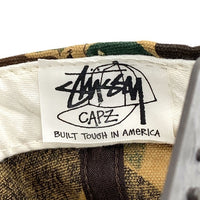 STUSSY ステューシー CAPZ ストックロゴ刺繡 カモフラージュ 6パネルキャップ スナップバック キャンバス地 オールド 白タグ USA製 福生店