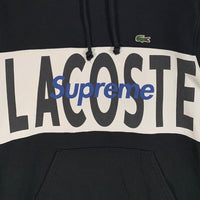 SUPREME シュプリーム 19AW LACOSTE ラコステ Logo Panel Hooded Sweatshirt ロゴパネル プルオーバースウェットパーカー ブラック Size S 福生店