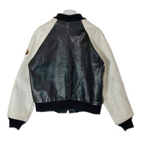 VANSON バンソン TJV USA製 後付けワッペン レザー チームジャケット ブラック×ホワイト size42 瑞穂店