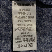 FRESHJIVE フレッシュジャイブ TRABAJERO SHIRT ジップアップ コットンシャツ 半袖 ネイビー ワンポイント刺繡 サザビーリーグ Size L 福生店