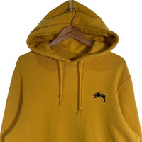 STUSSY ステューシー プルオーバースウェットパーカー イエロー バックパイルSロゴ Size M 福生店