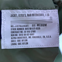 ALPHA INDUSTRIES アルファインダストリーズ 8415-00-817-0597 L-2B フライトジャケット オリーブ sizeM 瑞穂店
