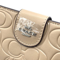 COACH コーチ CM241 ミディアム コーナー ジップ ウォレット・シグネチャー 二つ折り財布 ベージュ 福生店