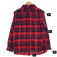 70's PENDLETON ペンドルトン ボードシャツ ウール オープンカラー オンブレチェックシャツ レッド ブラック USA製 Size L 福生店