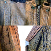 Pierre Bonee ピエールボーン 襟ボア レザーフライトジャケット ブラウン Size 4L 福生店