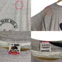 90's SKATE N.Y.C. スケート プリントTシャツ グレー USA製 フルーツオブザルーム Size XL 福生店