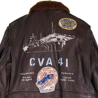 AVIREX アヴィレックス U.S.NAVY G-1 ゴートスキン レザーフライトジャケット ブラウン 6191071 Size 2XL 福生店