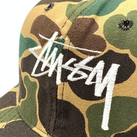 STUSSY ステューシー CAPZ ストックロゴ刺繡 カモフラージュ 6パネルキャップ スナップバック キャンバス地 オールド 白タグ USA製 福生店