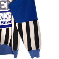 90's THE MAIN EVENT SPORTS BAR & GRILL Pontiac Silverdome シルバードーム スタジアム プリント クルーネックスウェットトレーナー ストライプ ホワイト ブルー USA製 Size M 福生店