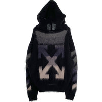 OFFーWHITE オフホワイト Diag Brushed Mohair Zip Hoodie モヘア ジップ フーディー パーカー ブラック OMHA073R20B02023 Size L 福生店