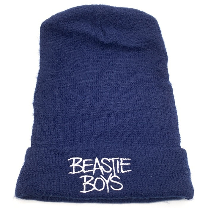 BEASTIE BOYS ビースティーボーイズ ロングビーニーキャップ ネイビー 刺繡 コットン STRONG FAB BEASTIE BOYS ビースティーボーイズ ロングビーニーキャップ ネイビー