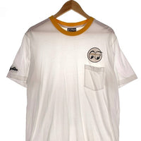 CORE FIGHTER コアファイター プリント 袖刺繡 ポケットTシャツ トリム ホワイト イエロー Size XL 福生店