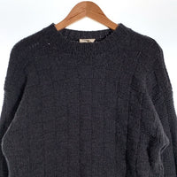 noyoco ノヨコ メリノウール ブロックチェック ニットセーター チャコールグレー Size S 福生店