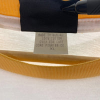 CORE FIGHTER コアファイター プリント 袖刺繡 ポケットTシャツ トリム ホワイト イエロー Size XL 福生店