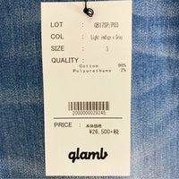 glamb グラム Jake knit denim 切替 デニム スウェットパンツ ライトインディゴ グレー GB17SP/P03 Size 3 瑞穂店