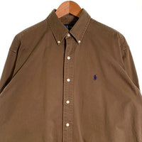 Ralph Lauren ラルフローレン BLAKE コットン ボタンダウンシャツ 長袖 ブラウン Size M 福生店