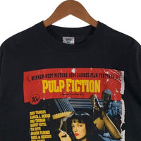 90's PULP FICTION パルプフィクション プリントTシャツ ブラック USA製 ウィンターランド 袖裾シングル Size L 福生店