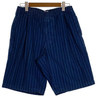 80's STUSSY ステューシー コットン イージーショーツ ハーフパンツ ブルー ストライプ USA製 Size S 福生店