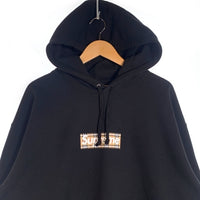 SUPREME シュプリーム 22SS BURBERRY バーバリー Box Logo Hooded Sweatshirt ボックスロゴ プルオーバースウェットパーカー ブラック Size XXL 福生店