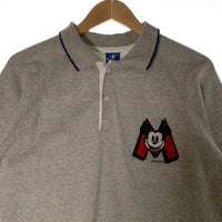 90's Champion チャンピオン ミッキーマウス 刺繡 半袖ポロシャツ グレー 青タグ刺繡 Size L 福生店