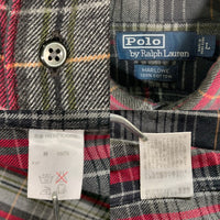 90's Polo by Ralph Lauren ポロ バイ ラルフローレン MARLOWE 長袖 フランネルシャツ シャドーチェック チャコール バーガンディー Size L 福生店