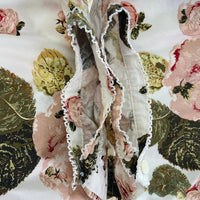 KANEKO ISAO カネコイサオ 薔薇柄ピコフリルロングワンピース ホワイト ピンク size- 瑞穂店