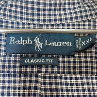 Ralph Lauren ラルフローレン CLASSIC FIT ボタンダウン 長袖チェックシャツ ブルー×ホワイト sizeXXL 瑞穂店