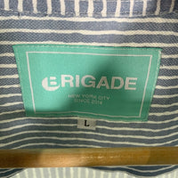 BRIGADE コットン ストライププリント 長袖シャツ ブルー 厚手 Size L 福生店