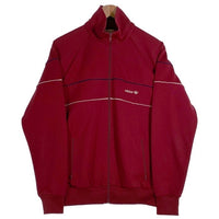 80's adidas アディダス トラックジャケット トレフォイル 刺繡ロゴ レッド Size L 福生店