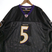 Reebok リーボック NFL ボルティモア・レイブンズ フラッコ 5 フットボールシャツ ゲーム メッシュ ブラック パープル Size 3XL 相当 福生店
